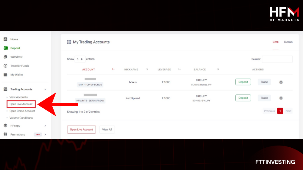 วิธีเปิด “บัญชีเทรดเพิ่มเติม” ของ HFM