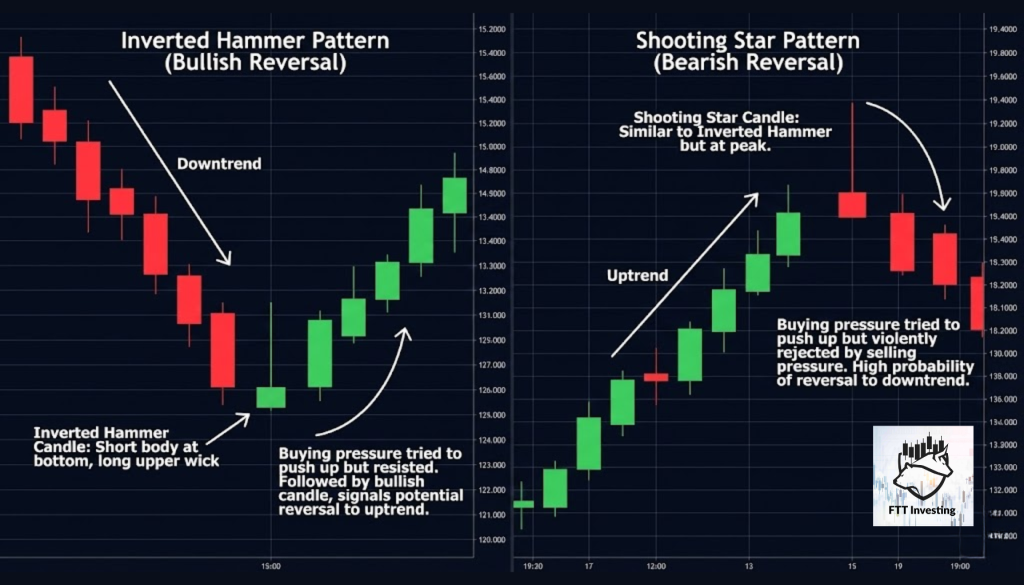 Inverted Hammer (อินเวอร์เต็ด แฮมเมอร์) และ Shooting Star (ชูตติ้งสตาร์)