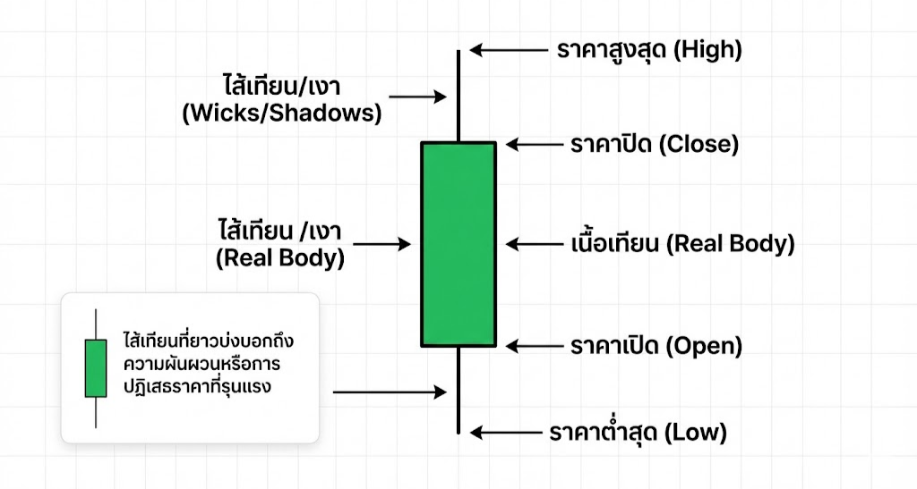 องค์ประกอบของแท่งเทียนประกอบด้วย